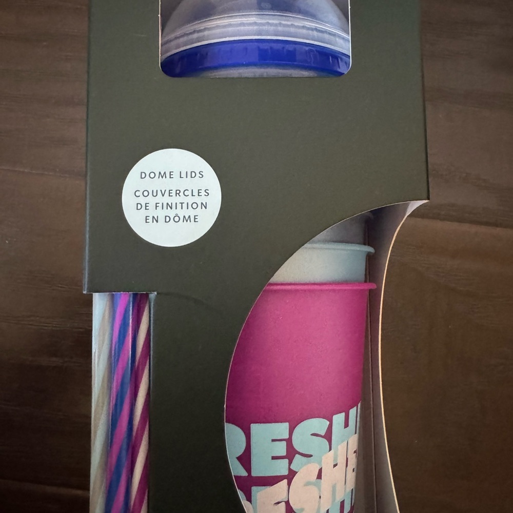 10 Starbucks Colorful Reusable Cold Cups with Dome Lids - Picture 6 of 7